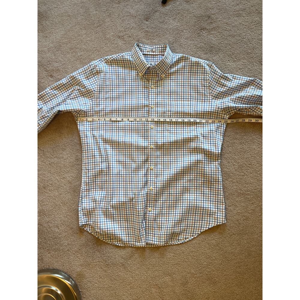 Peter Millar Nanoluxe Plaid Long Sleeve Button Down Top Size L Easy Care Cotton - Picture 5 of 6